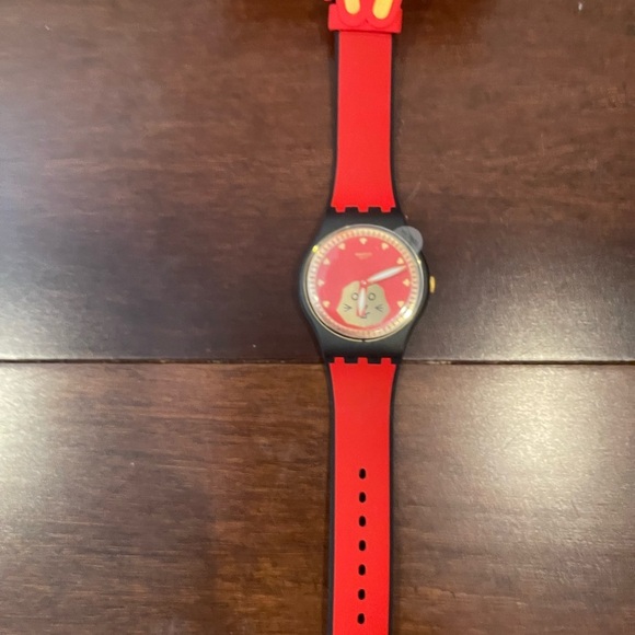 nwt sold out limited edition Swatch Red & Gold year of the Rabbit Dial Watch - Picture 13 of 15